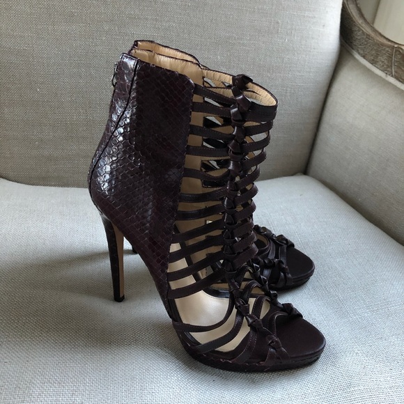 Alexandre Birman Booties Caged Snakeskin Purple - Picture 2 of 7